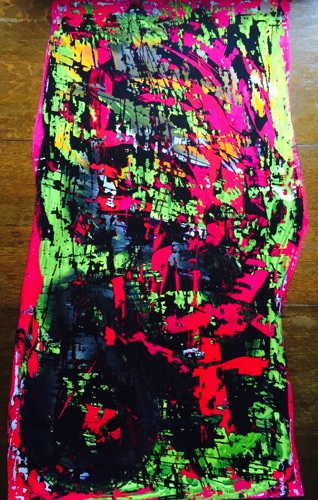 Irene Laksine large acrylic on PVC ref 20 framed, black frame